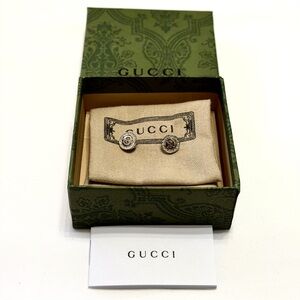 Gucci Interlocking G Crystal Earrings Sterling Silver Studs Authentic Gucci New